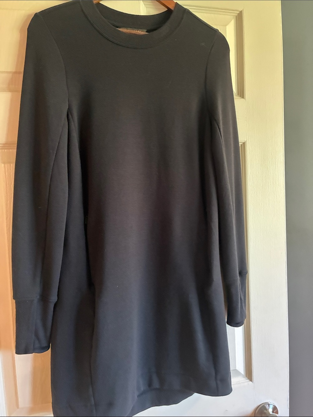 Athleta Black Crew Neck Sweatshirt Dress